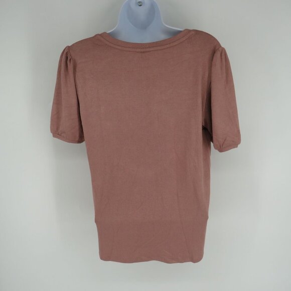 Mod Ref Women's Mauve V-Neck Puff Sleeve Top S NWT - Picture 2 of 5